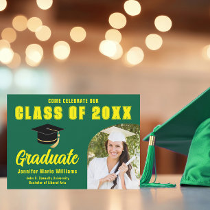 Green Yellow Graduate Photo 2026 Graduation Party Invitation