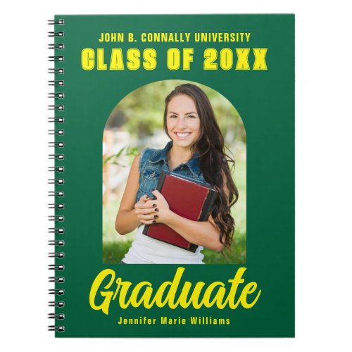 Green Yellow Graduate Photo Modern 2024 Graduation Notebook