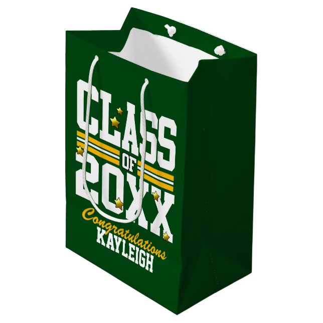 Green|Yellow Graduating Class Year Medium Gift Bag (Front Angled)