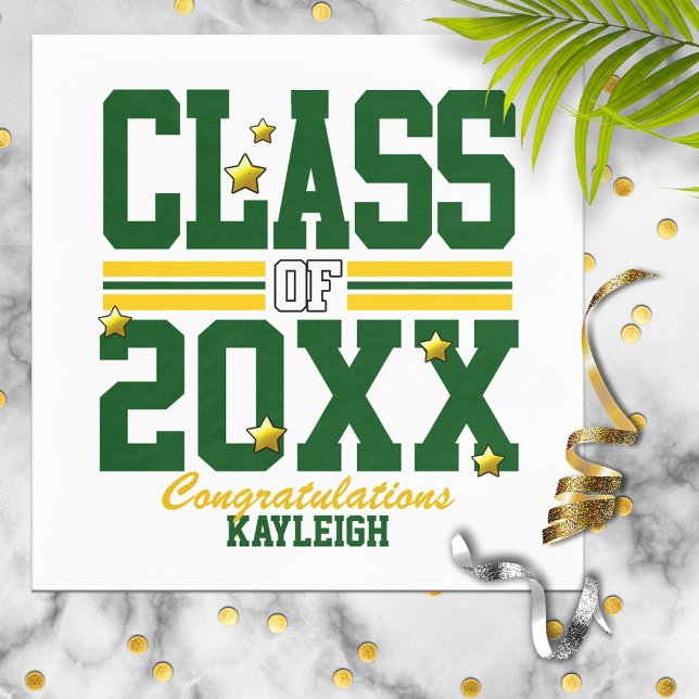 Green|Yellow Graduating Class Year Napkins (Creator Uploaded)