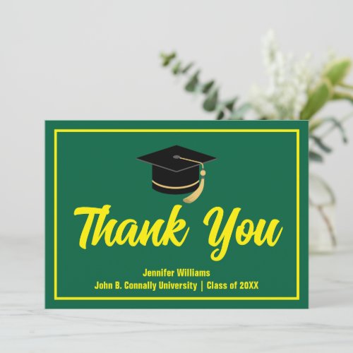 Green Yellow Graduation Personalized 2024 Graduate Thank You Card