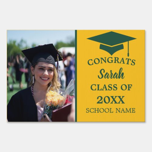 Green  Yellow Graduation Photo Class Of 2023 Sign