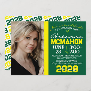 Green & Yellow Graduation Photo Invitation