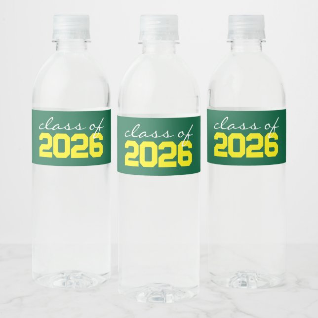 Green & Yellow Graduation Water Bottle Labels (Bottles)