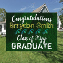 Green & Yellow Graduation Yard Sign