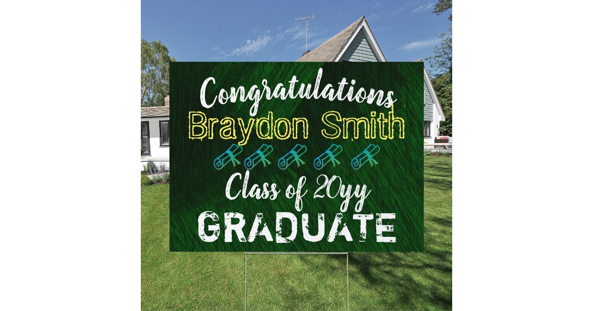 Green & Yellow Graduation Yard Sign | Zazzle