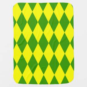 Green Yellow Harlequin Checkered Design Baby Blanket