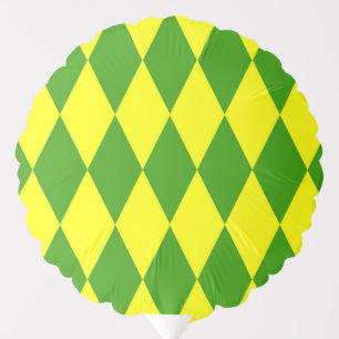 Green Yellow Harlequin Checkered Design  Balloon