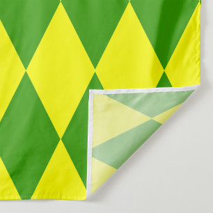Green Yellow Harlequin Checkered Design  Fabric