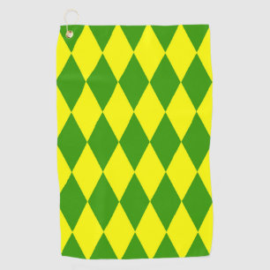 Green Yellow Harlequin Checkered Design Golf Towel