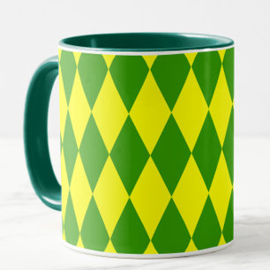 Green Yellow Harlequin Checkered Design  Mug