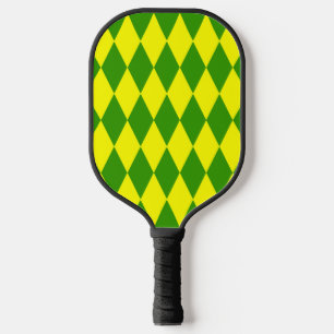 Green Yellow Harlequin Checkered Design  Pickleball Paddle