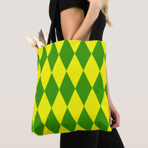 Green Yellow Harlequin Checkered Design  Tote Bag