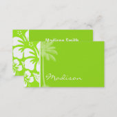 Green-Yellow Hawaiian Tropical Hibiscus; Palm Business Card (Front/Back)