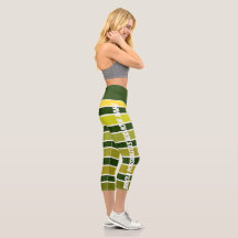 Green/Yellow High Waisted Yoga Capris, XS (0-2)