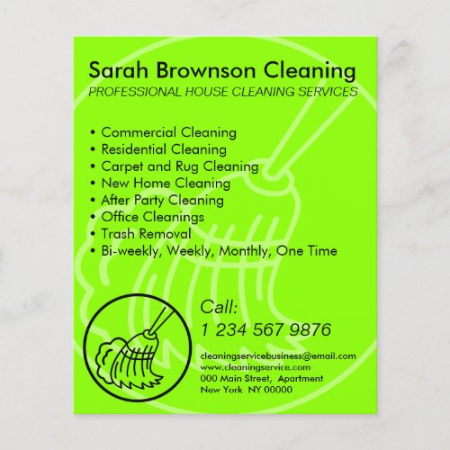 Green Yellow Home Cleaning House Keep Flyer