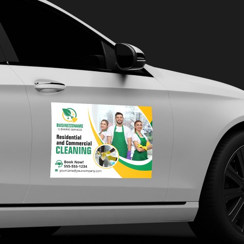 Green Yellow House Cleaning Housekeeping Maid  Car Magnet