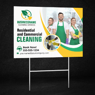 Green Yellow House Cleaning Housekeeping Maid Sign