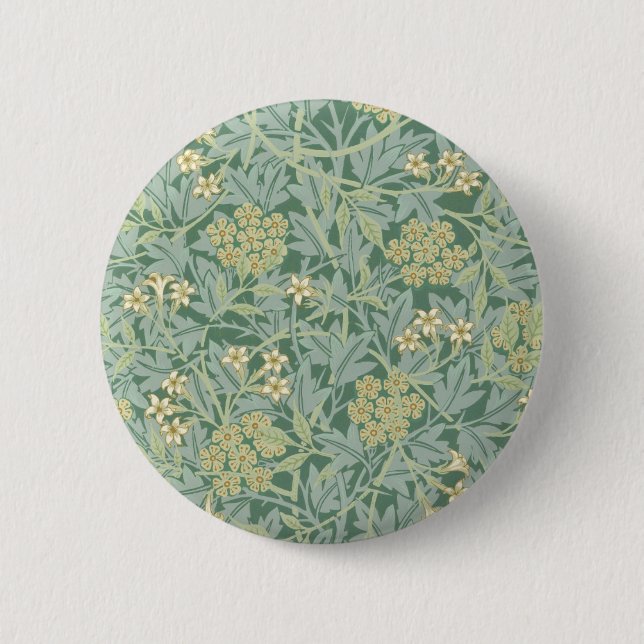 Green Yellow Jasmine by William Morris Button (Front)