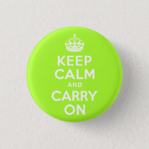 Green Yellow Keep Calm and Carry On Button