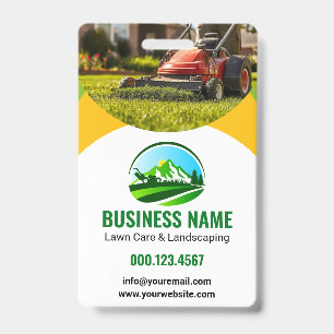 Green Yellow Lawn Care Landscaping Mowing Badge