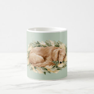 Green Yellow Leaves Fall Sleeping Dog Coffee Mug