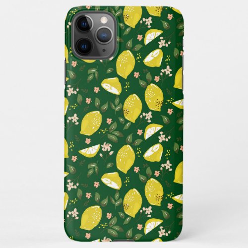 Green yellow lemon fruit bright summer pattern iPhone 11Pro max case