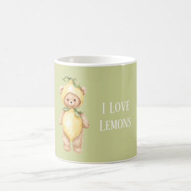 Green Yellow Lemons Teddy Bear Coffee Mug (Center)
