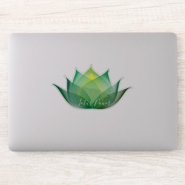 Green Yellow Lotus Flower Art Elegant Unique Yoga Sticker (Computer)