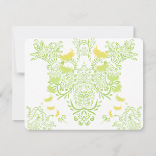 Green Yellow Lovebird Wedding RSVP Card