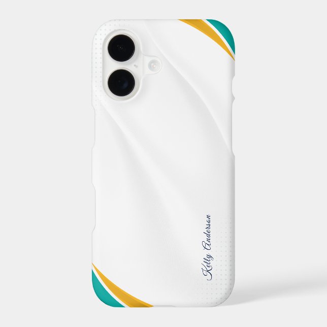 Green & Yellow Modern Pattern with Custom Sign iPhone Case (Back)