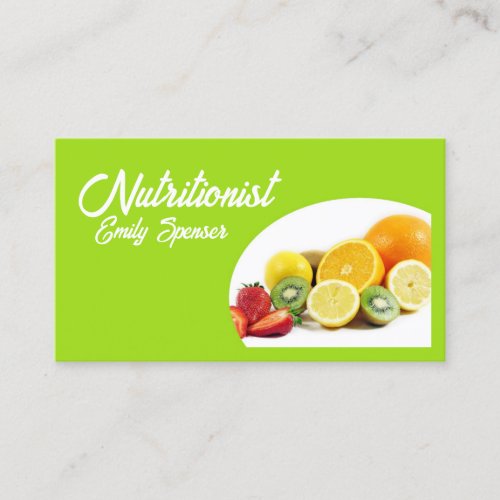 Green Yellow Nutritionist/Healthy Life Card Business Cards