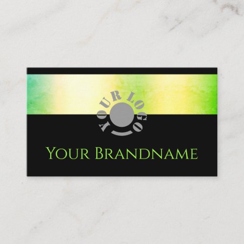 Green Yellow Ombre Gradient Shimmery Blush Black Business Card