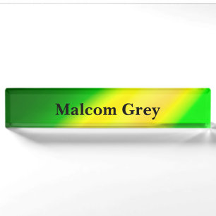 Green Yellow ombre moonlight Double Stripe Desk Name Plate