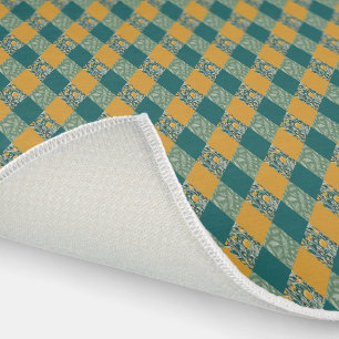 Green Yellow Patterned Botanical Leaves Geometric Outdoor Rug