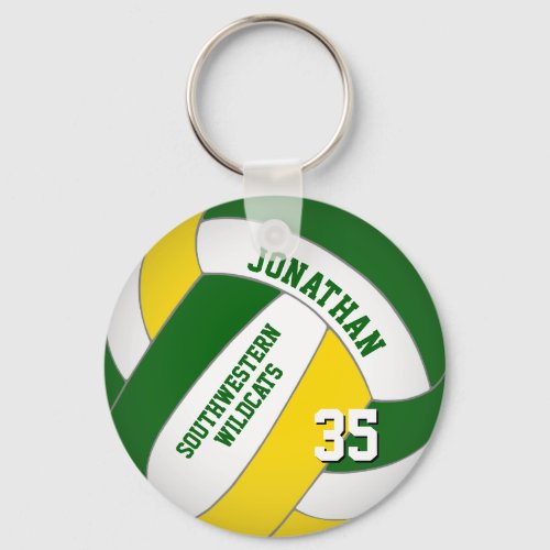 green yellow personalized boys volleyball keychain
