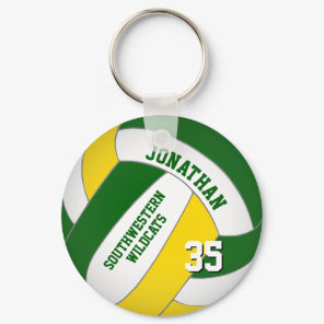 green yellow personalized boys' volleyball keychain