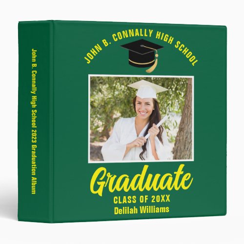 Green Yellow Personalized Graduation Photo Album 3 Ring Binder