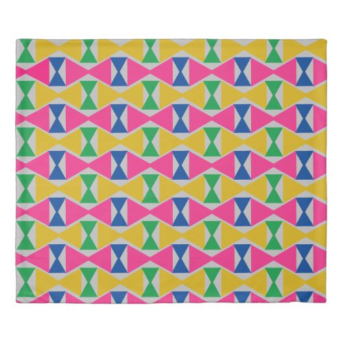 Green Yellow Pink Blue Seamless Geometric Pattern  Duvet Cover