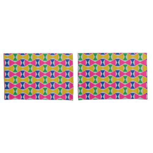 Green Yellow Pink Blue Seamless Geometric Pattern  Pillow Case