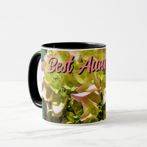 Green yellow pink Hydrangea best Auntie ever Mug