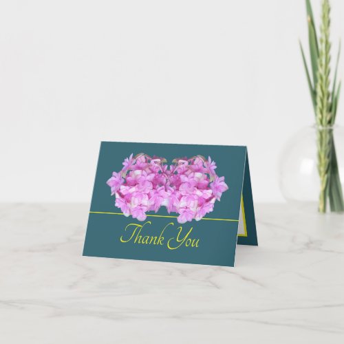 Green Yellow Pink Hydrangea Chic Bouquet Thank You Card