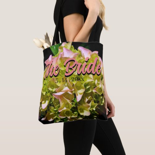 Green yellow pink Hydrangea for the Bride Tote Bag