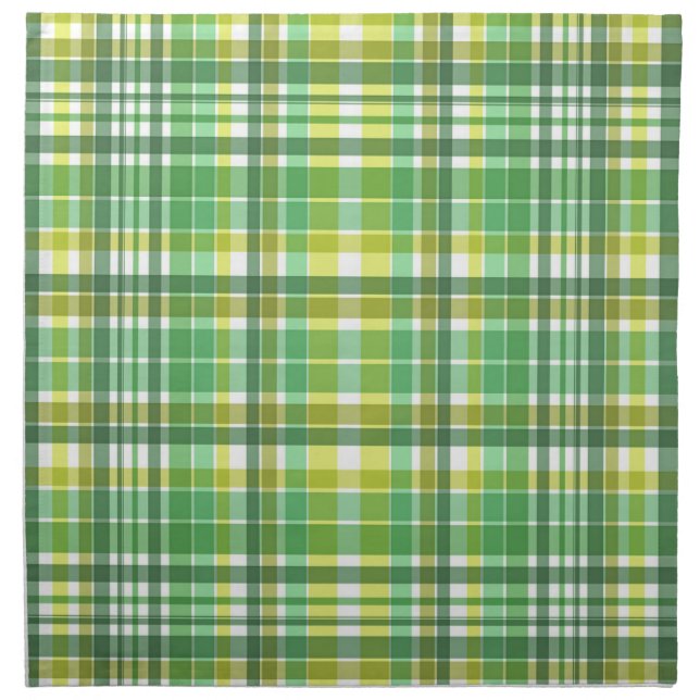 Green Yellow Plaid Design Cloth Napkin (Front)