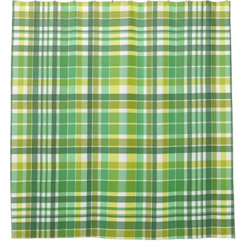 Green Yellow Plaid Design Shower Curtain