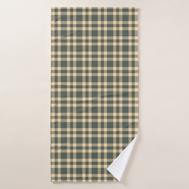 Green Yellow Plaid Pattern Bath Towel (Bath Towel)