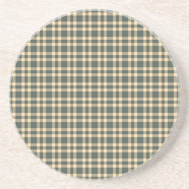 Green Yellow Plaid Pattern Coaster (Front)