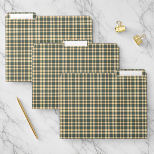 Green Yellow Plaid Pattern File Folder