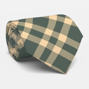 Green Yellow Plaid Pattern Neck Tie
