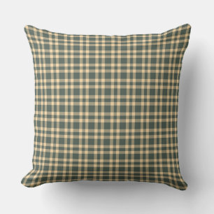 Green Yellow Plaid Pattern Throw Pillow